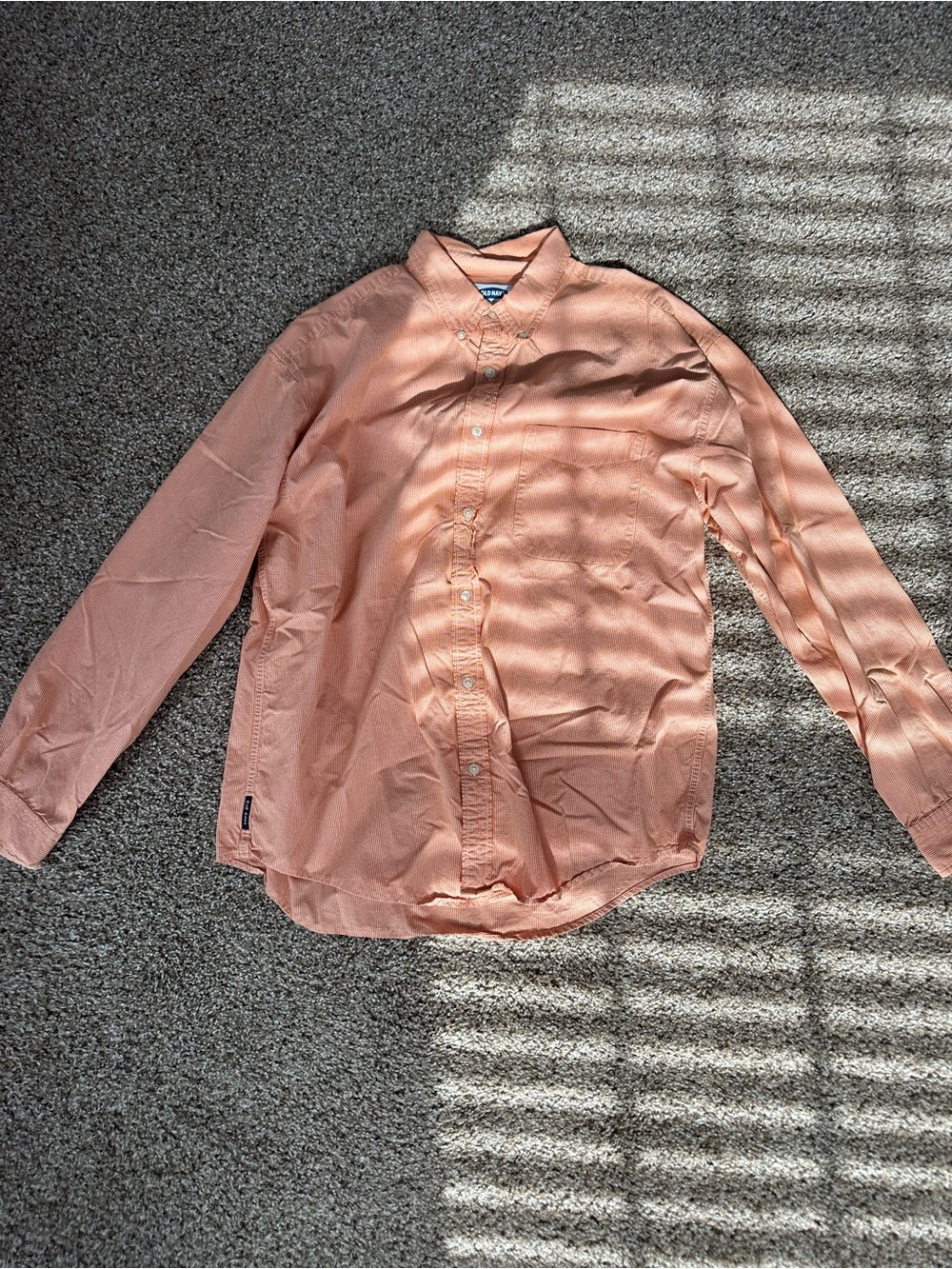 Old Navy Men's Peach Long-Sleeve Button-Down Shirt